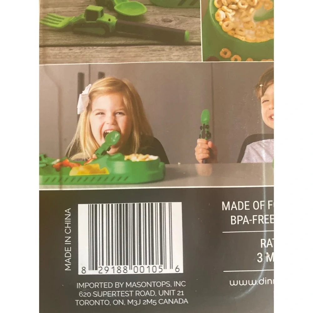 DinnerActive Utensil Set for Kids Construction Themed Fork and Spoon Toddlers Gr